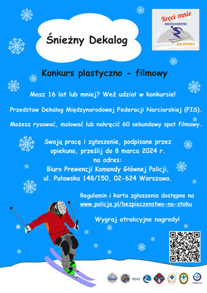 plakat konkursu Śnieżny Dekalog z informacjami o konkursie